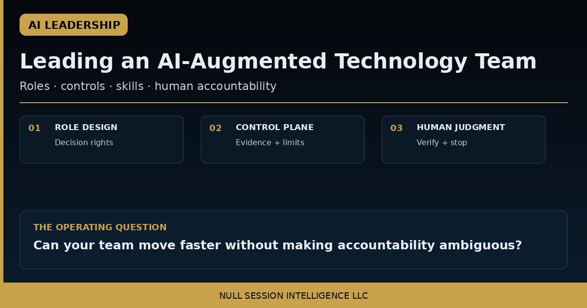Leading an AI-Augmented Technology Team: Roles, Controls, Skills, and Human Accountability